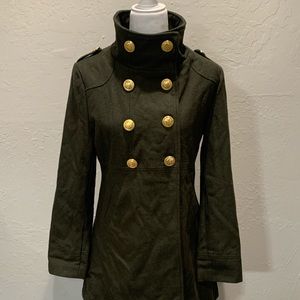 NWOT Women coffee shop double breasted funnel neck coat in size M
